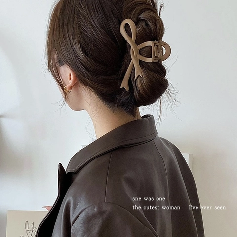 Grote Matte Strik Haarklem Sterke Grip Haarpeld Elegante Haaraccessoires Voor Dames Met Dik Haar