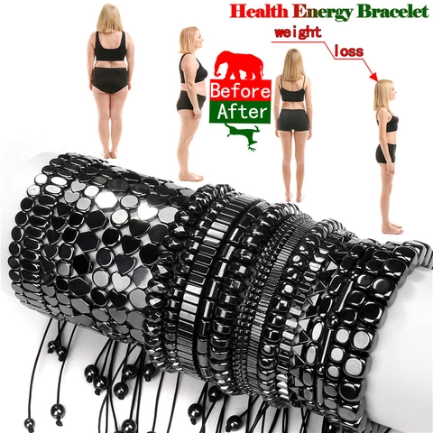 Hematite Beaded Bracelet Adjustable Braided Rope Energy Stone Retro Metallic Luster Geometric Jewelry For Men