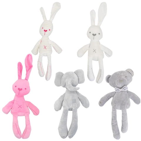 Soft Plush Stuffed Animal Toy Long Legged Bunny Rabbit Elephant Bear Corduroy Soothing Sleep Companion For Baby Infant