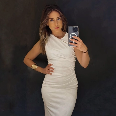 Women Mini Dress Polyester Sleeveless Ruched Side High Waist Round Neck Sexy Elegant Evening Party Bodycon