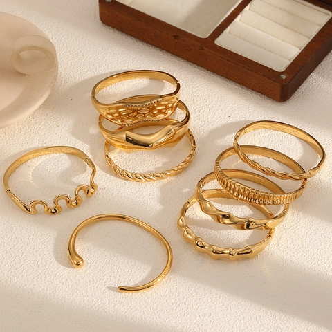 Bracciale Rigido Irregolare In Acciaio Inossidabile Da Donna Placcato Oro 18K Gioielli Minimalisti Alla Moda Regalo