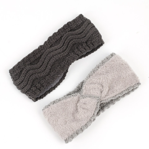 Knitted Headband Warm Winter Ear Warmer Fleece Lined Twist Knot Acrylic Yarn Cable Knit Elastic Hair Band For Women