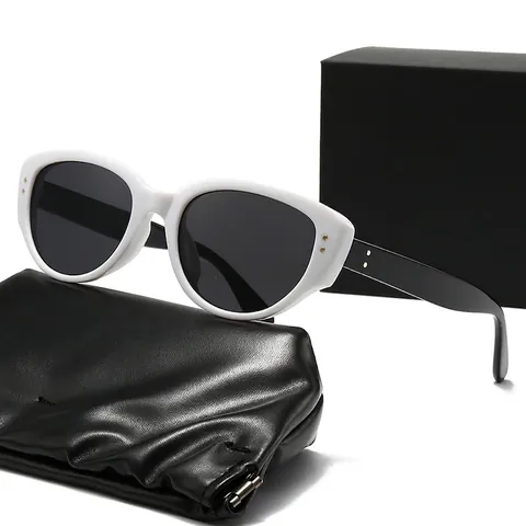 Retro Cat Eye Sunglasses For Women Men Fashion UV400 Protection PC Frame Contrast Color With Metal Rivets Decor