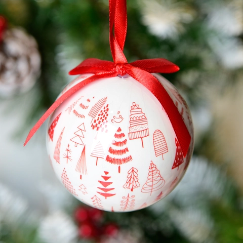 Adorno De Bola De Navidad De Espuma Pintada Patrón Dibujos Animados Papá Noel Reno Decoración Colgante Árbol Cinta Festiva