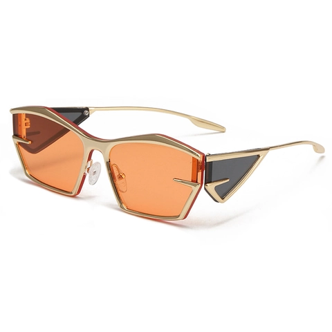 Irregular Polygon Sunglasses Metal Frame Geometric Hollow Side Y2K Future Style UV400 Protection Eyewear For Men Women