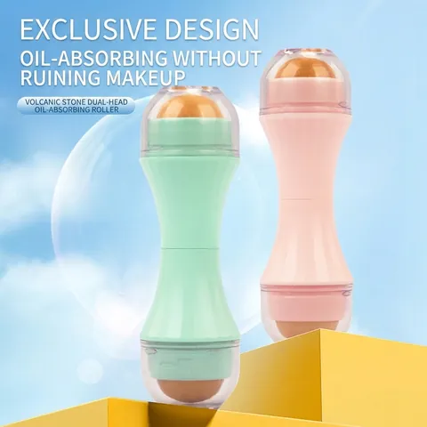 Volcanic Stone Facial Oil Absorbing Roller Reusable Face Skincare Tool For Oil Control And Pore Cleaning Portable Dual Head