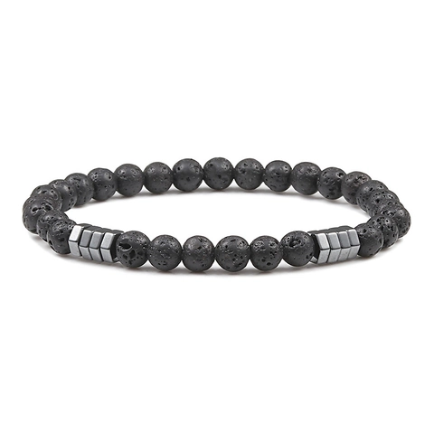 Bracciale di Perline in Pietra Naturale Occhio di Tigre Turchese Bianco Agata Pietra Lavica Distanziatori Geometrici Gioielli Yoga