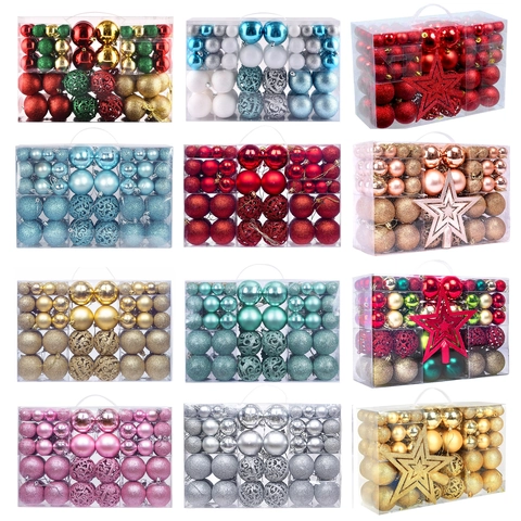 Christmas Ball Ornaments Plastic Electroplated Painted Hollow Shatterproof For Holiday Tree Decoration Multi Finish Varieties