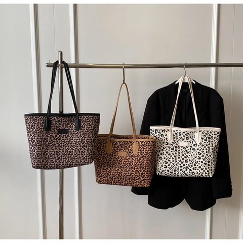 Leopard Print Tote Bag PU Leder Große Kapazität Mode Pendeln Schulter Handtasche Für Frauen Vielseitig Stilvoll