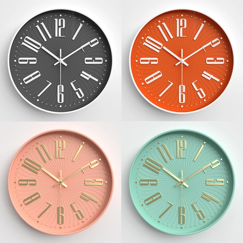 Moderne Minimalistische Ronde Wandklok Driedimensionale Cijfers Stil Kwartsuurwerk ABS Kunststof Plexiglas Voor Thuis Kantoor