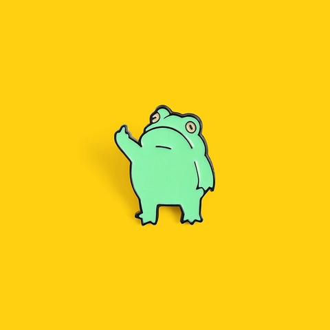 Funny Cartoon Green Frog Enamel Pin Creative Middle Finger Gesture Lapel Pin Alloy Badge For Denim Jacket Backpack Accessory