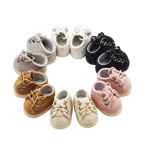 Mini Puppenschuhe Wildleder Gummi Schnürschuhe Lässige High Top Sneaker Puppenzubehör Für Baumwollpuppen BJD Puppen Dekorativ Miniatur
