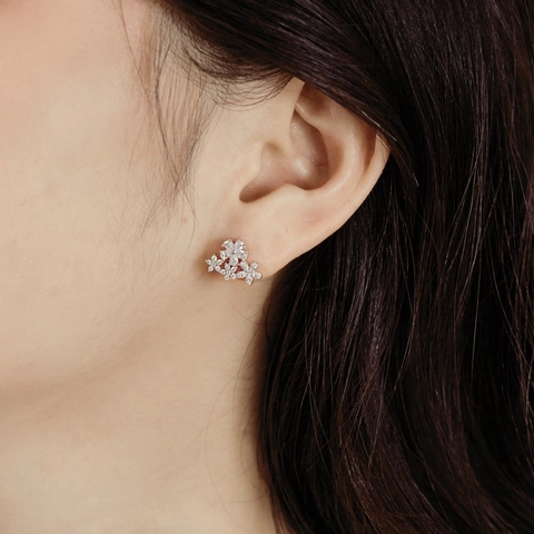 Squisiti Orecchini a Bottone a Fiore in Argento Sterling S925 Per Donna Eleganti Orecchini Floreali Con Strass Gioielli Regalo