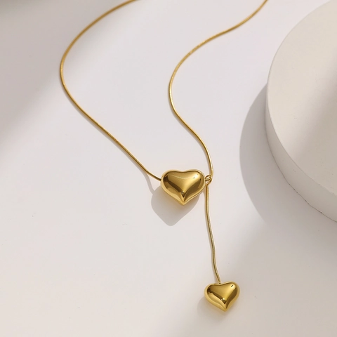 Minimalistische Titanstahl Gold Herz Anhänger Halskette Für Damen Elegante Schlangenkette Choker Valentinstag Geschenk Schmuck