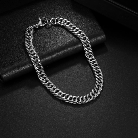 Pulsera De Eslabones Cubanos Minimalista De Acero Inoxidable Hip Hop Punk Streetwear Joyería Para Hombres Mujeres
