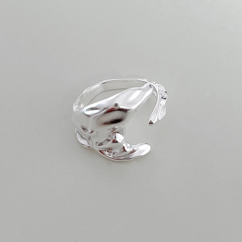 Anello In Argento Sterling 925 Design Liquido Irregolare Aperto Regolabile Gioielli Minimalisti Donna