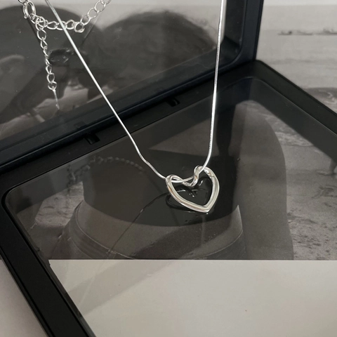 Collana Con Pendente A Cuore In Argento Sterling 925 Minimalista Vuoto Amore Catena A Serpente Gioielli Da Donna Elegante