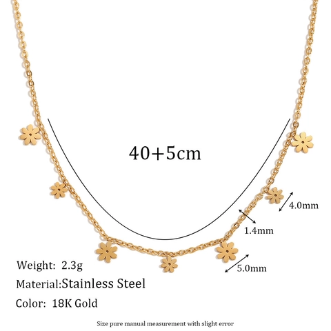 Collar Con Colgante de Mini Margarita de Acero Inoxidable para Mujer Chapado en Oro de 18K Collar de Cadena Floral Joyería