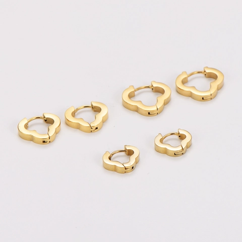 Flower Hoop Earrings Stainless Steel Hollow Wavy Petal Minimalist Fashion Huggies For Women