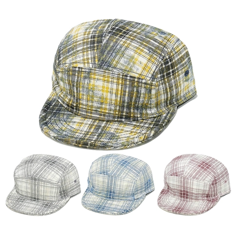 Casquette Camper En Coton À Carreaux Visière Plate Extérieur Décontracté Mode Ajustable