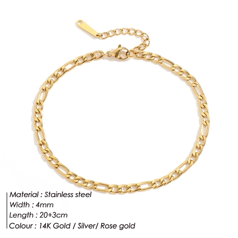 Minimalist Stainless Steel Figaro Chain Anklet For Women Gold Rose Gold Silver Plated Adjustable Ankle Bracelet Foot Jewelry