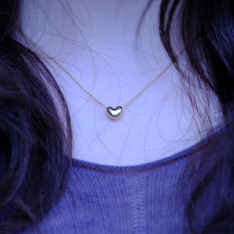 Herz Anhänger Halskette 18K Vergoldet Edelstahl Minimalistisch Französischer Stil Damen Schmuck
