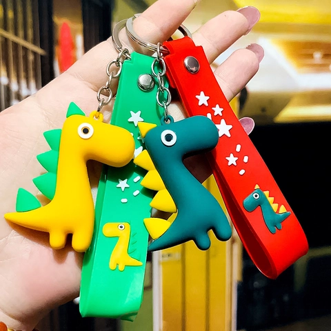 Portachiavi Dinosauro Cartone Animato Silicone Ciondolo Borsa Cinturino Polso Carino Colla Morbida Colorato Anello Chiave Auto Regali