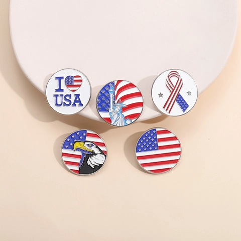 Patriotische USA Emaille Pins Amerikanische Flagge Adler Freiheitsstatue Zinklegierung Metall Brosche Abzeichen Kleidung