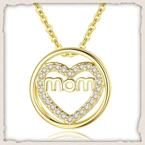 Mutter Herz Kreis Anhänger Halskette Kupfer Mikro Pave Zirkonia Muttertag Geschenk Schmuck Für Frauen