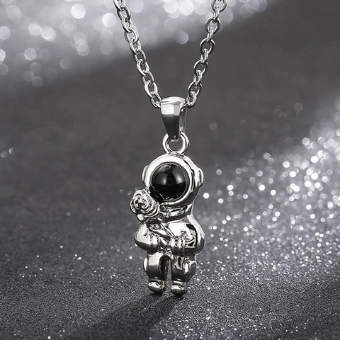 Ruimtevaarder Astronaut Hanger Ketting Roestvrij Stalen Sieraden Met Legering Roos En Hug Me Teken Voor Koppels Mannen Vrouwen
