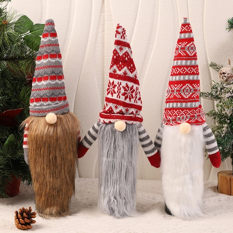 Christmas Gnome Wine Bottle Cover Decorative Faceless Santa Claus Bottle Topper For Red Wine Champagne Table Decor Festival Home Party Ornament