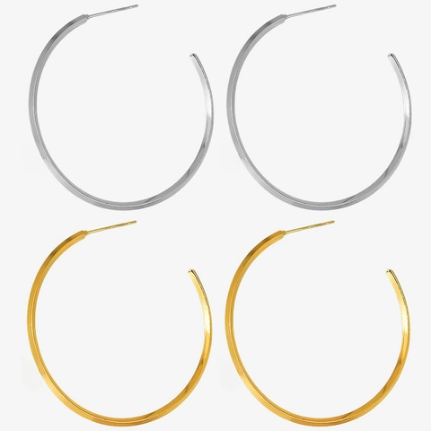Orecchini a Cerchio Grandi in Acciaio Inossidabile 304 Minimalisti Donna Leggeri Lucidi Geometrici Tondi Gioielli Moda