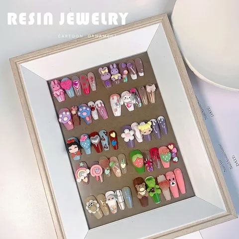 Resin Nail Art Charms Cartoon Mixed Decoration Kawaii DIY Manicure Accessories Cute Fruit Animal Heart Shapes Relief