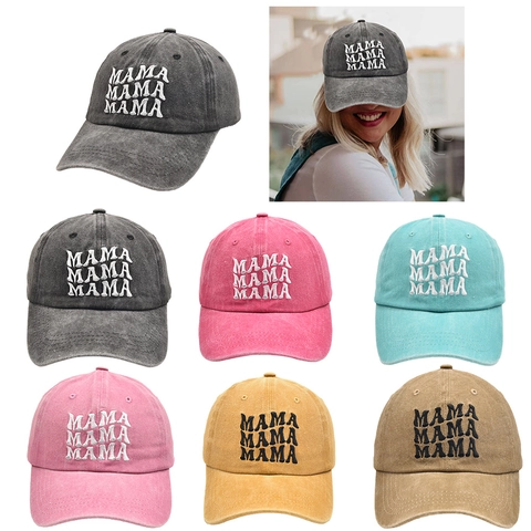 Washed Embroidery MAMA And MINI Baseball Cap For Women Kids Parent-Child Adjustable Polyester Sun Hat Retro Outdoor Dad Hat