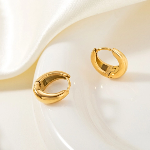Chunky Hoop Ohrringe 18K Vergoldet Edelstahl Minimalistisch Geometrisch Huggie Ohrringe Für Damen Modeschmuck