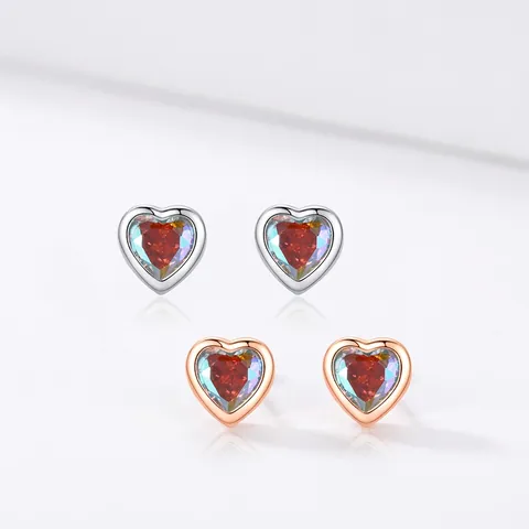 Orecchini A Lobo A Cuore Argento Sterling 925 Zircone A Cuore Colorato Stile Coreano Gioielli Accessori Donna