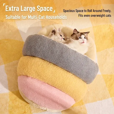 Semi Enclosed Cat Bed Warm Plush Pet Cave Slipper Shaped Thickened Soft Nest For Indoor Small Dogs And Cats