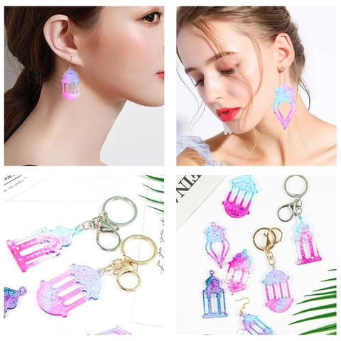 Castle Lantern Earring Pendant Silicone Mold DIY Epoxy Resin Jewelry Making Tools Lightweight Flexible Soft Material