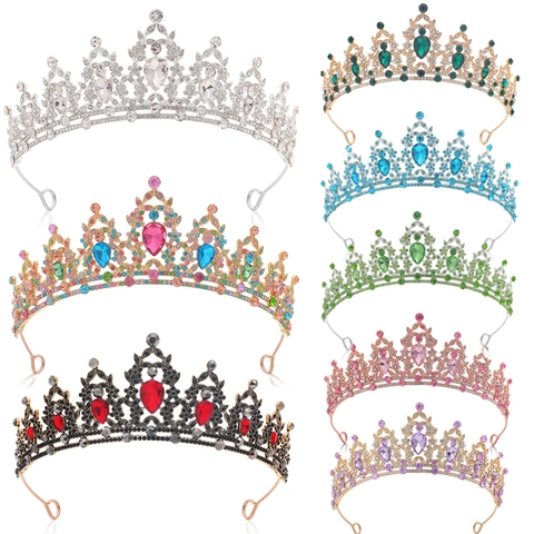 Barokke Tiara Kroon Legering Strass Kunstmatige Edelsteen Bruid Bruiloft Feest Vrouwen Hol Hoofddeksel Elegant Accessoire