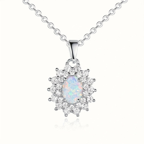 Elegant Sunflower Artificial Opal Pendant Necklace For Women Gold Plated Copper Flower Rhinestone Charm Necklace Jewelry