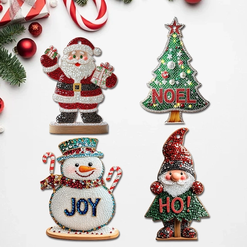 Christmas Hanging Pendants Acrylic Rhinestone Santa Snowman Tree Gnome Sparkle Decor For Tree Car Interior Festive
