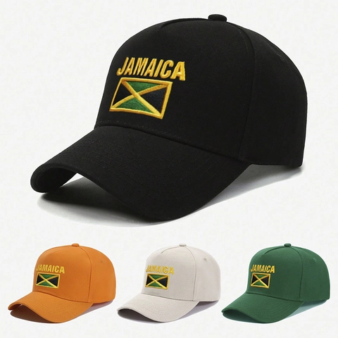 Jamaica Vlag Borduurwerk Honkbalpet Polyester Verstelbaar Zonbescherming Sport Hoed Voor Heren En Dames