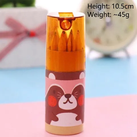 Lápices De Colores De Madera Mina Aceite Dibujo Papelería Estuche Cilíndrico Portátil Tapa Sacapuntas Suministros De Arte Para Niños