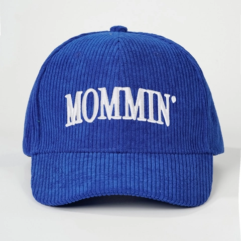 Corduroy Baseball Cap With MOMMIN' Letter Embroidery Vintage Adjustable Sun Protection Retro Casual Sports Hat For Women
