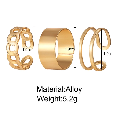 Alloy Fashion Rings Minimalist Adjustable Finger Jewelry Vintage Punk Style For Women Hollow Geometric Hip Hop Design