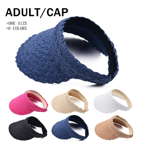 Women Sun Visor Hat Paper Straw Wide Brim Wavy Edge Elegant Summer Beach Topless Cap Breathable Travel Accessory