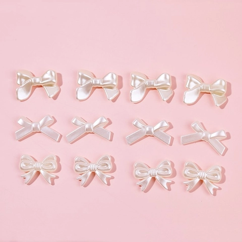 Bowknot Resin Beads Faux Artificial Pearl Luster Charm For DIY Jewelry Making Phone Chain Hair Accessories Cute Sweet Kawaii