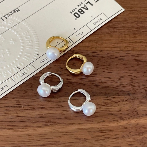 Elegante Kunstparel Drop Hoop Oorbellen Met 925 Sterling Zilveren Oorsteker Zoete Koreaanse Stijl Eenvoudige Sieraden