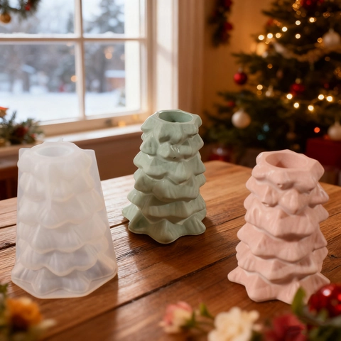 Moule En Silicone Arbre De Noël Pour Fabrication De Bougies Coulée De Résine DIY Ornement Plâtre Décoration Maison