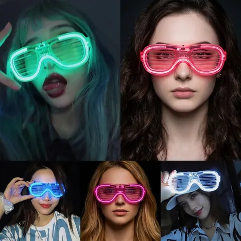 LED Glowing Shutter Shades Novelty Glasses Plastic Heart Square Shape For Bar Party Nightclub Flashing Electronic
